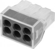 Клемма СВЕТОЗАР 49170-6 соединительная, 6-и проводная, 400В, 24А, 0,75-2,5мм2, 2шт Клемма СВЕТОЗАР 49170-6 соединительная, 6-и проводная, 400В, 24А, 0,75-2,5мм2, 2шт