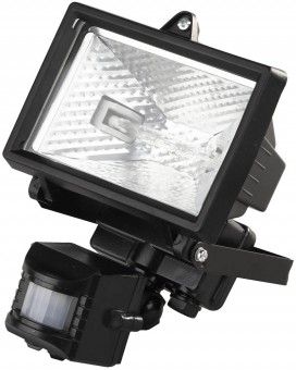 Прожектор галогеновый СВЕТОЗАР SV-57111-B с датчиком движения, цвет черный, 150 Вт