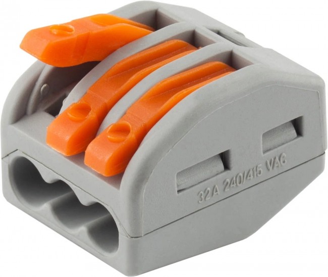 Клемма СВЕТОЗАР 49190-3 соединительная, разъемная, 3-х проводная, 400В, 32А, 2шт