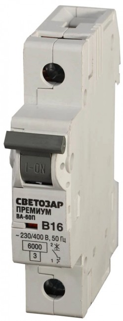 Выключатель автоматический СВЕТОЗАР SV-49011-50-B "ПРЕМИУМ" 1-полюсный, 50 A, "B", откл. сп 6 кА, 230 / 400 В