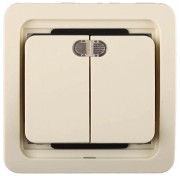 Выключатель СВЕТОЗАР SV-54135-B "ГАММА" двухклавишный, с подсветкой, цвет бежевый, 10А/~250В