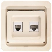Розетка СВЕТОЗАР SV-54119-B "ГАММА" комбинированная, телефонная + компьютерная, цвет бежевый