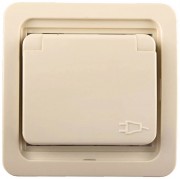 Розетка СВЕТОЗАР SV-54110-B "ГАММА" одинарная с крышкой, с заземлением, цвет бежевый,16А/~250В