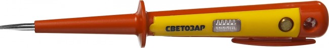 Пробник СВЕТОЗАР SV-45161-15 электрический, цельнолитой пластмассовый корпус, на карточке, 100-250В, 150мм