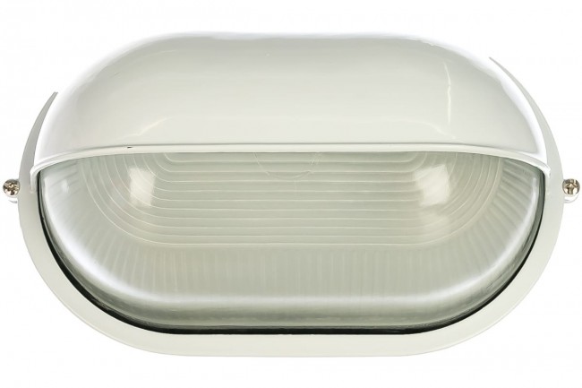 Светильник уличный СВЕТОЗАР SV-57213-W влагозащищенный с верхним защитным кожухом, овал, цвет белый, 100Вт