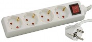 Удлинитель СВЕТОЗАР SV-55045-2 электрический с заземлением, выключателем, с защитными шторками, евро, 4 гнезда, 2м