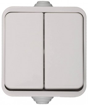 Выключатель СВЕТОЗАР SV-54334-W БАТТЕРФЛЯЙ двухклавишный, цвет белый, 10А/~250В